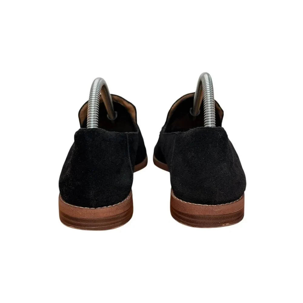 Franco Sarto Hadden Loafers Size 9.5 Leather Suede Black Tassels Neutral Preppy
